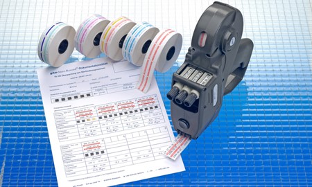 Steri-Record® with indicator, Red, double self-adhesive labels