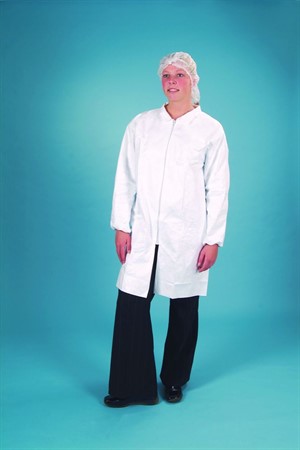 Labcoat Tyvek®, white, S-2XL, collar, zip and elastic wrist,latex free