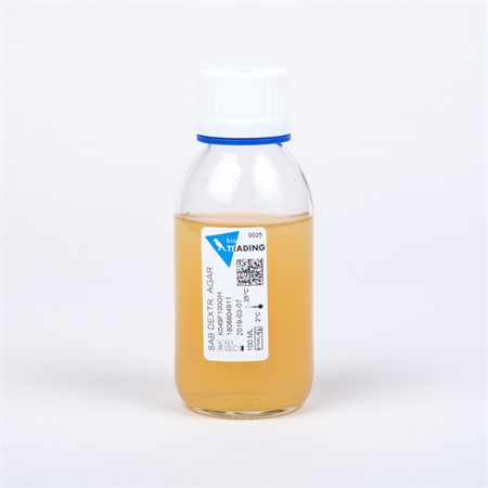 Sabouraud Dextrose agar 100 ml in 125 ml bottle - white screw cap